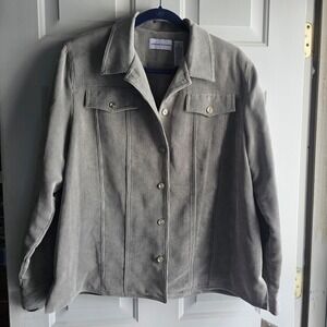 Alfred Dunner Grey Corduroy Button Up Jacket Winter's Tale Size 20 NEW